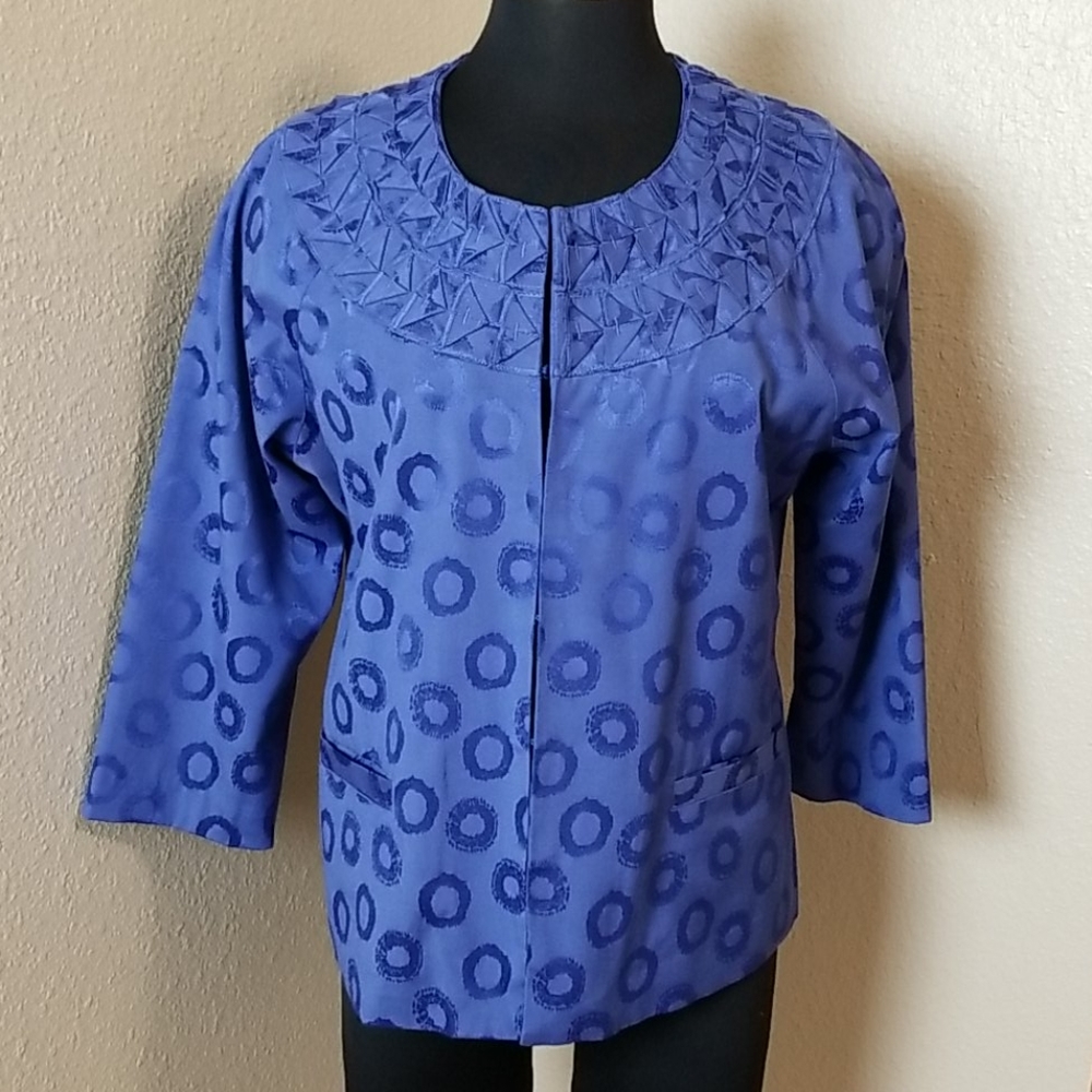 Chicos Hook Front Lined Print Jacket - image 1